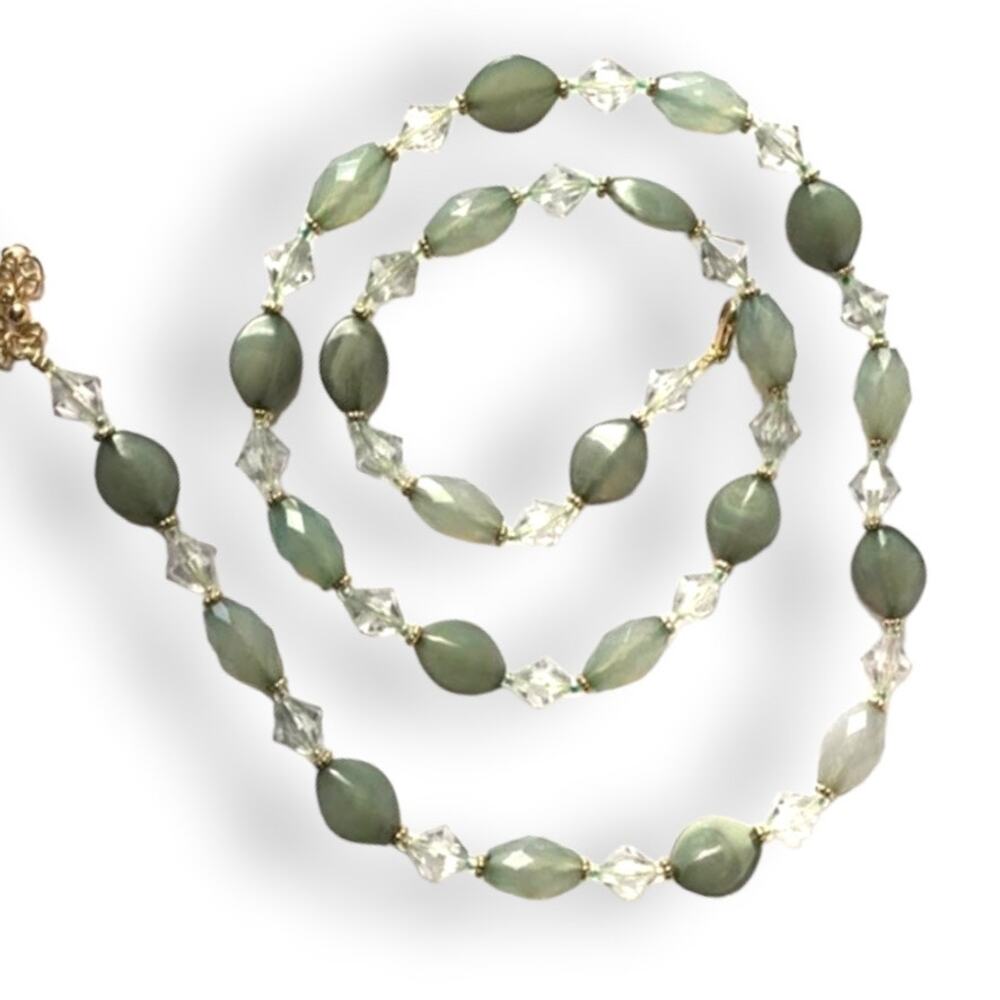 Muted sea tones plastic beaded necklace
